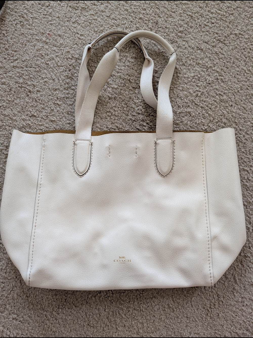 Coach Chalk Pebble Leather Derby Tote Bag - Classic Everyday Carry